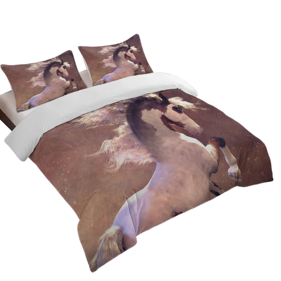 Pride Beautiful White Brown Spots Horse Comforter Cover