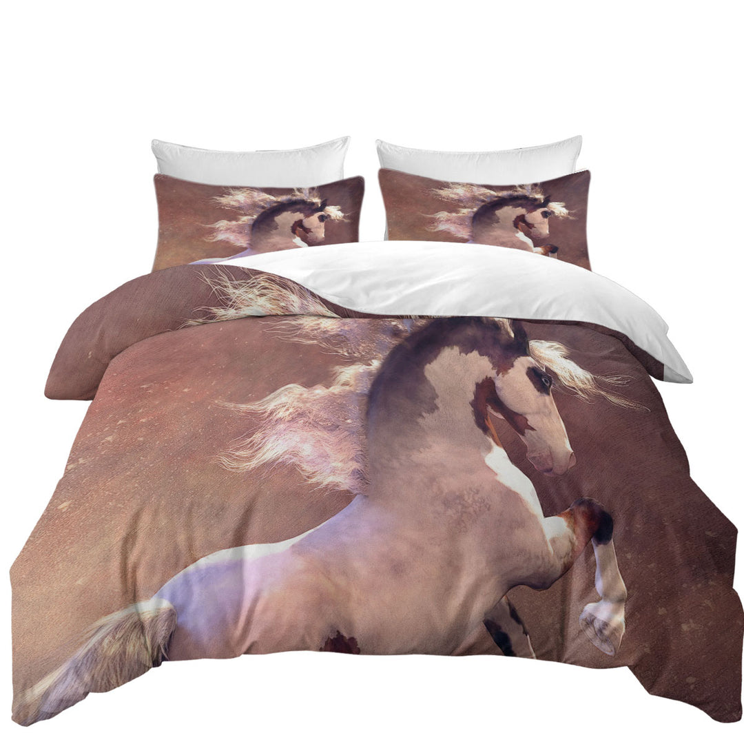 Pride Beautiful White Brown Spots Horse Duvet Cover