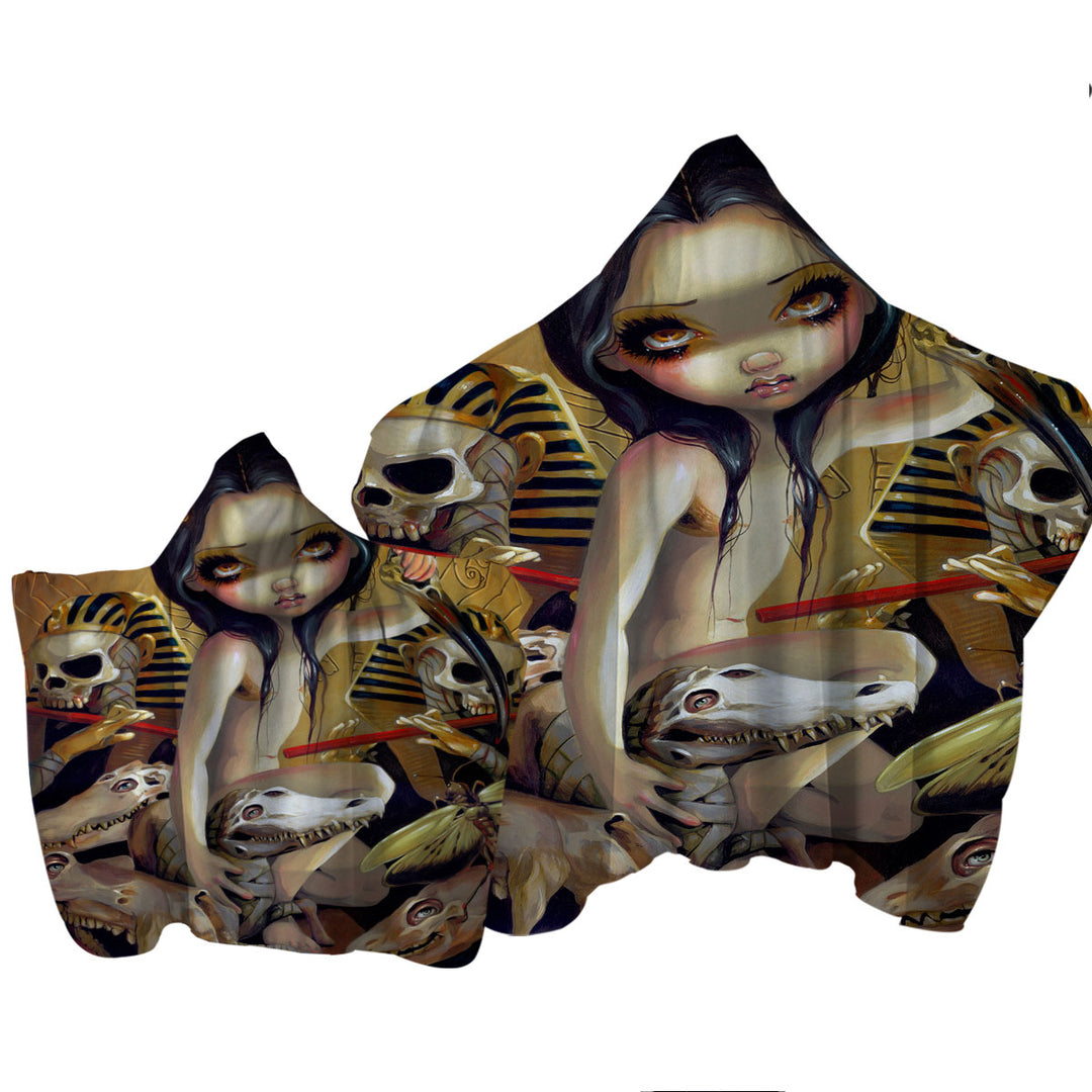 Priestess of Nyarlathotep Egyptian Maiden and Skulls Towel Hoodie