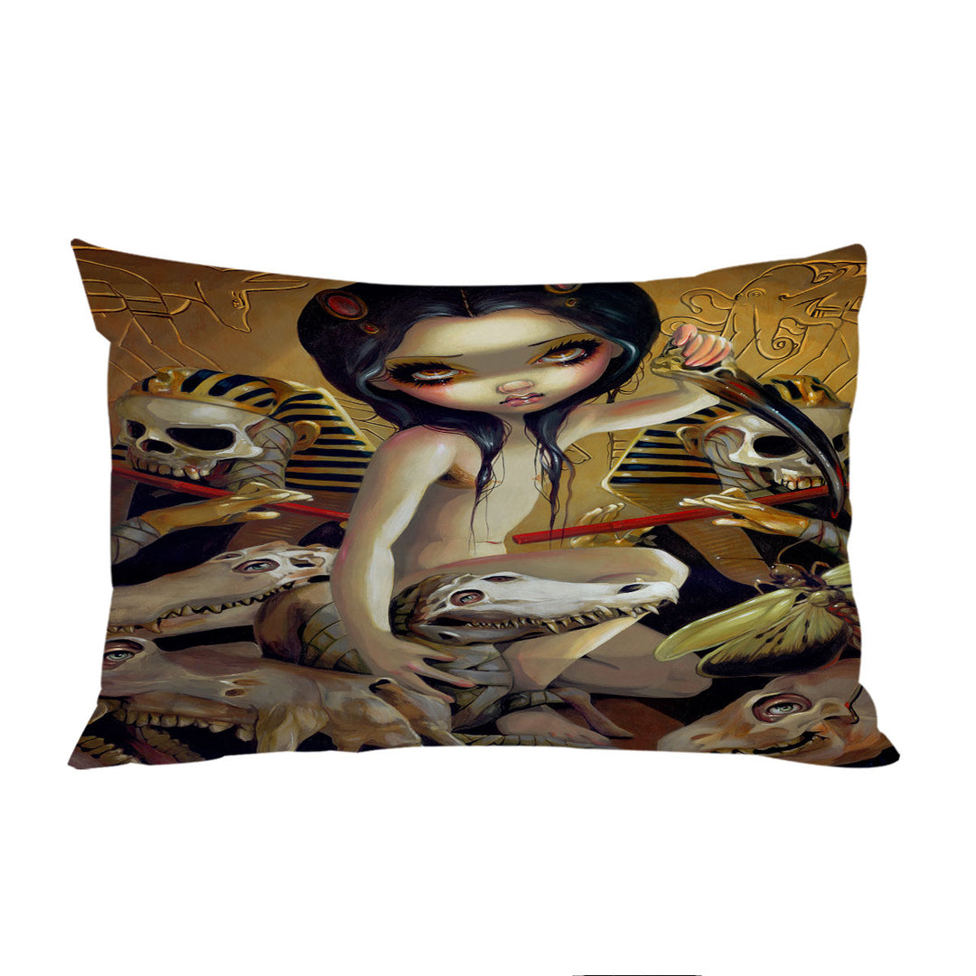 Priestess of Nyarlathotep Egyptian Maiden and Skulls throw pillow case covers