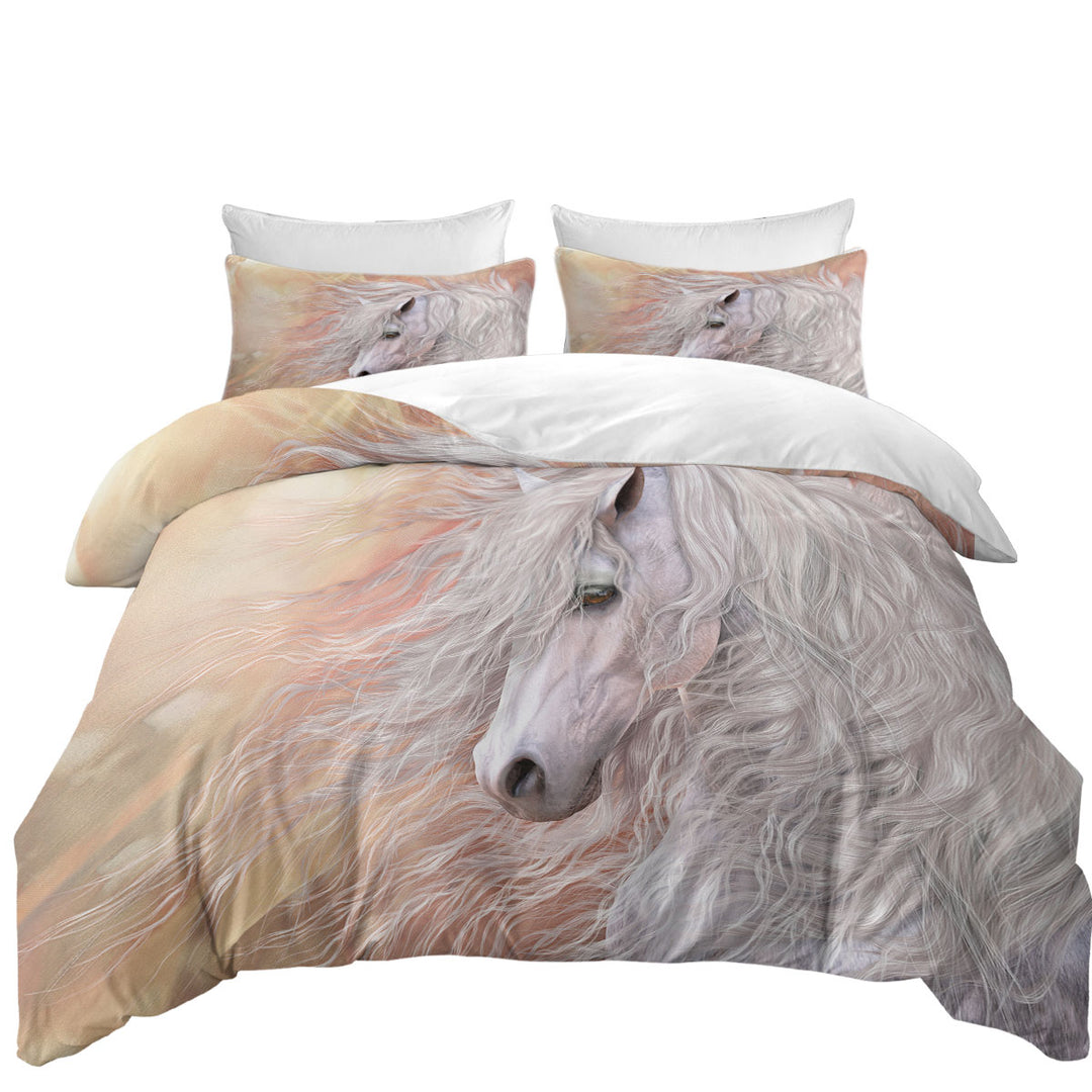 Primavera Gorgeous White Horse Comforter Cover