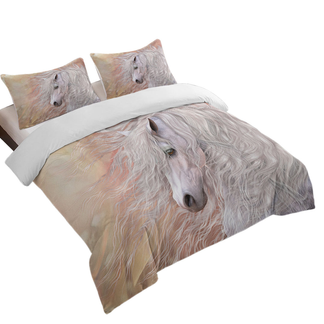 Primavera Gorgeous White Horse Duvet Cover