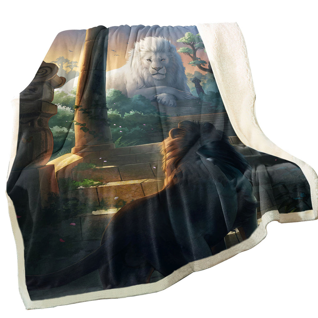 Printed Blankets with Lion Temple Animal Painting Lions