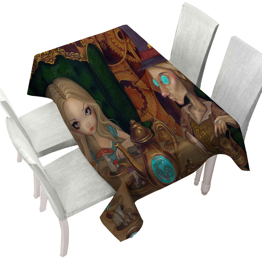 Printed Tablecloth with Alice and the Mad Hatter