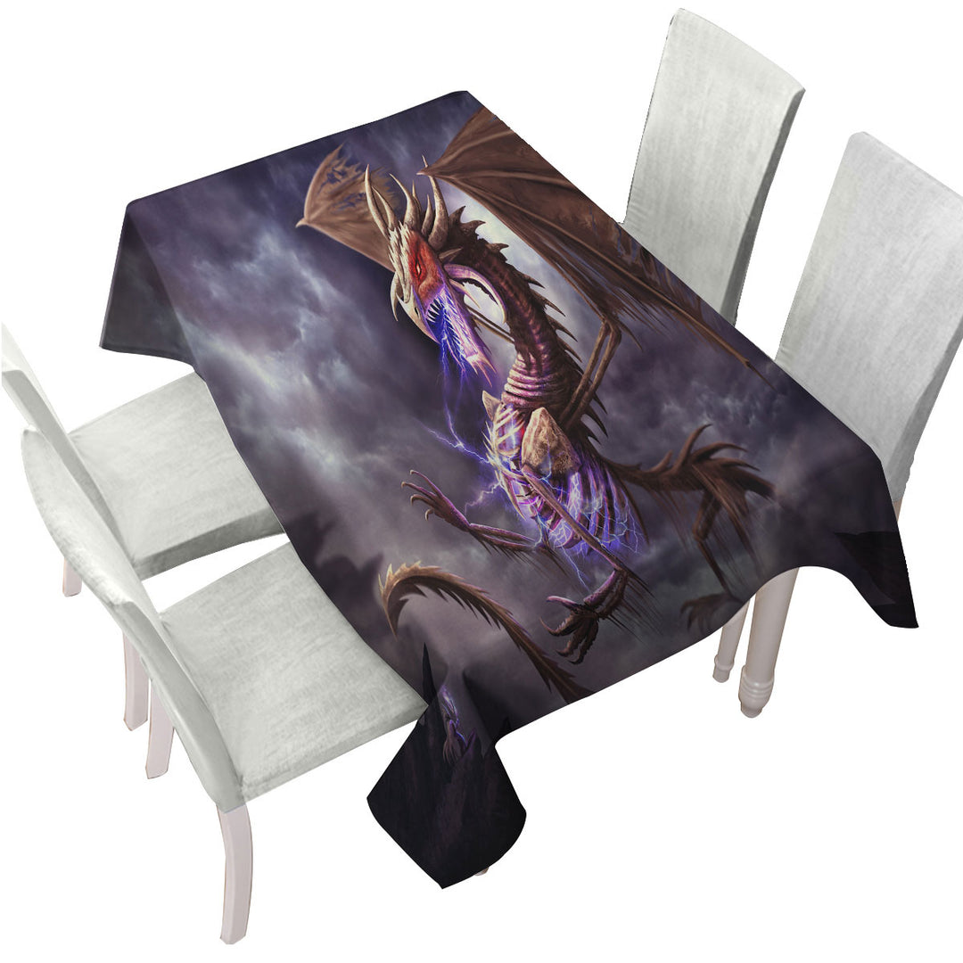 Printed Tablecloth with Fantasy Art Cool Bone Dragon