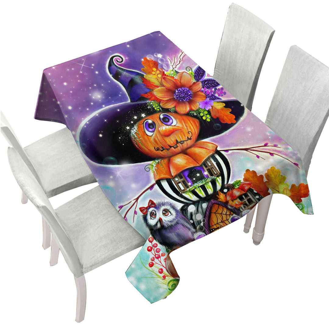 Pumpkin Witch Jack O Man Halloween Tablecloth