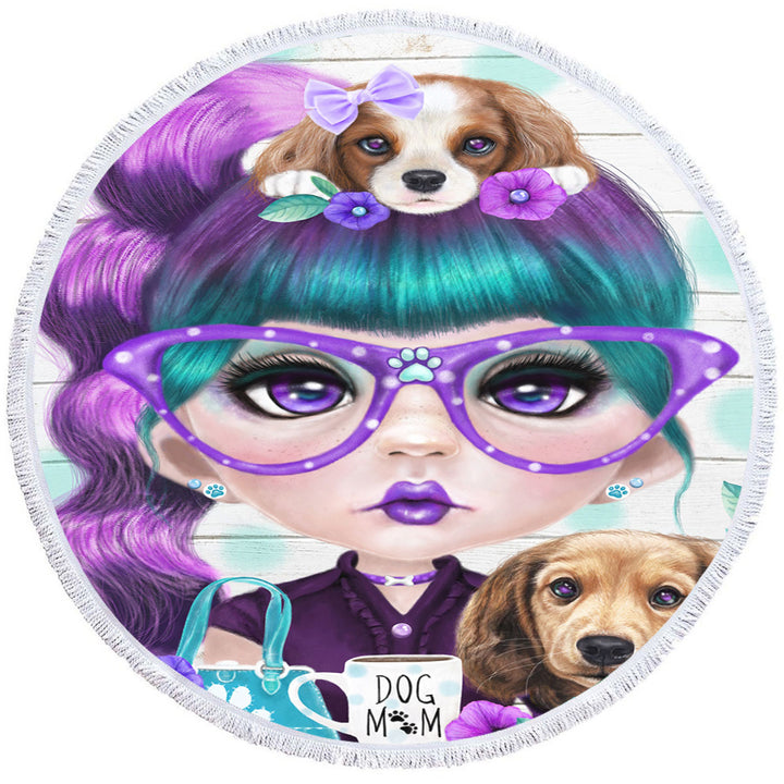 Puppy Round Beach Towel Loving Petunia Munchkinz Girl