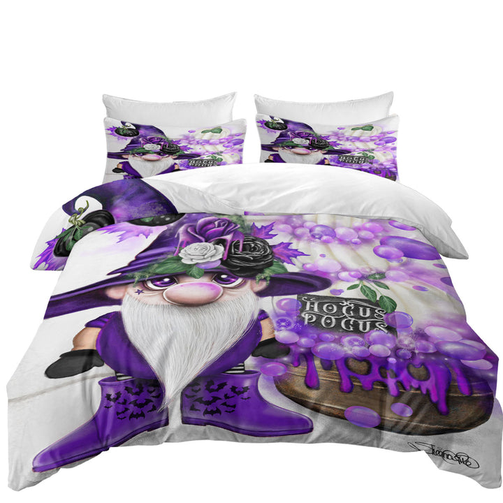 Purple Autumn Lil Gnome Hocus Pocus Duvet Cover set