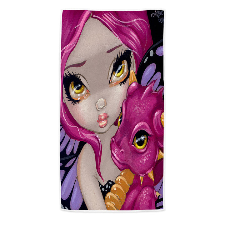 Purple Beach Towel Faces of Faery _24 Cute Purple Baby Dragon