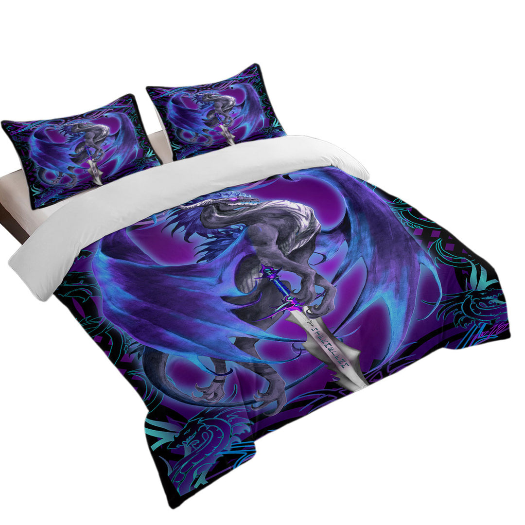 Purple Fantasy Weapon Dragon Sword Storm Blade Duvet Cover sale