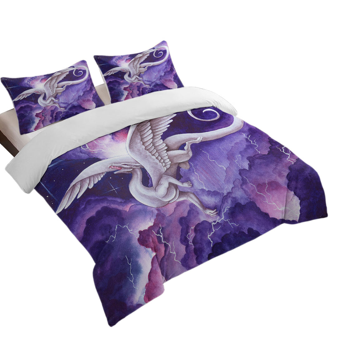 Purple Lightning Storm Dancer Cool Dragon Art Painting Duvet Cover Queen