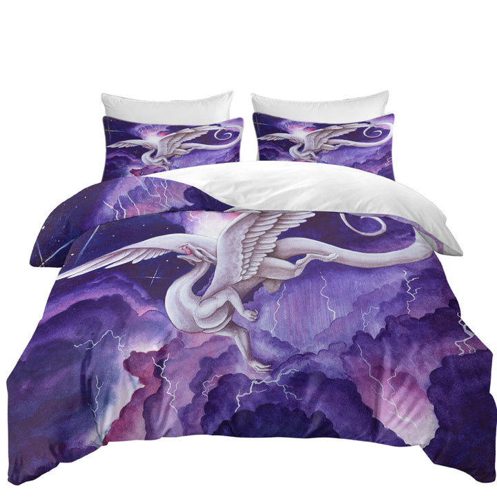 Purple Lightning Storm Dancer Cool Dragon Art Painting Duvet Covers King