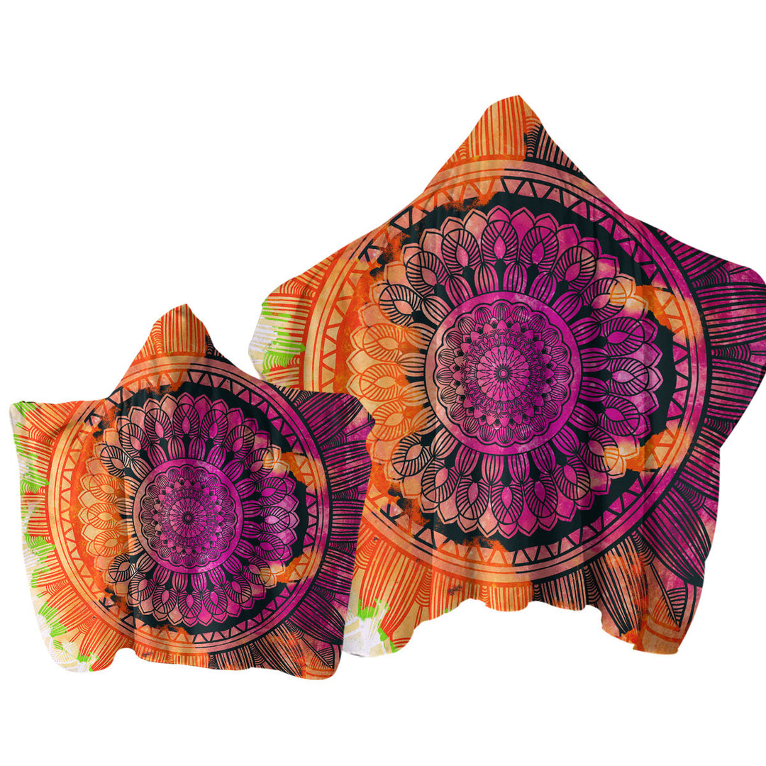 Purple Orange Mandala Towel Hoodie