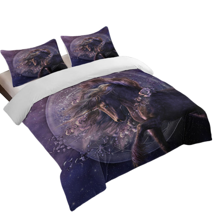 Purple Roses and the Black Rose Horse Duvet Cover sale