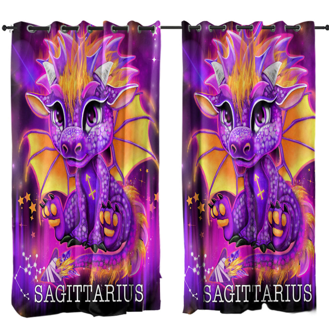 Purple Sagittarius Lil Dragon Curtain