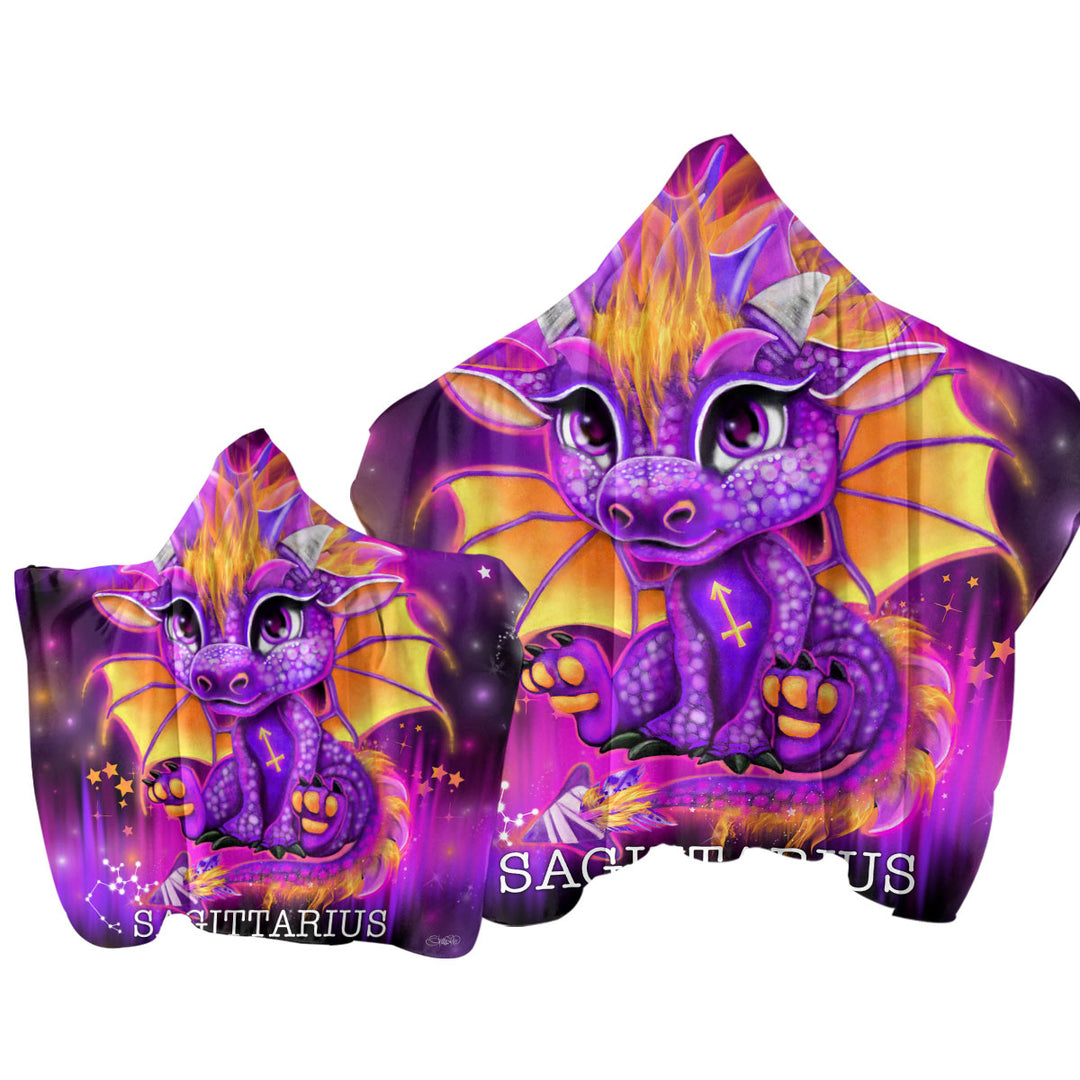 Purple Sagittarius Lil Dragon Towel Hoodie