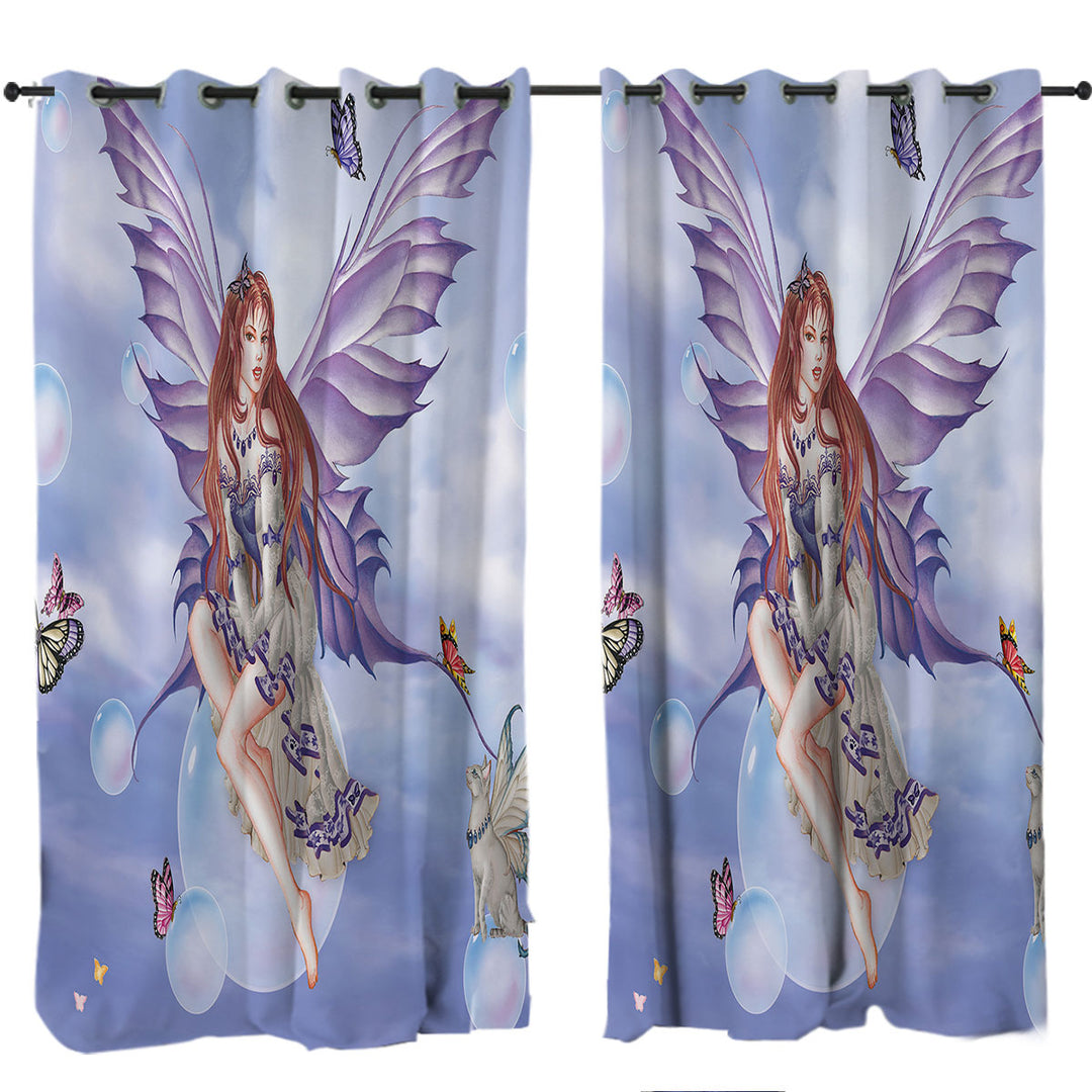 Purplelace and Butterflies Beautiful Elf Fairy Curtains