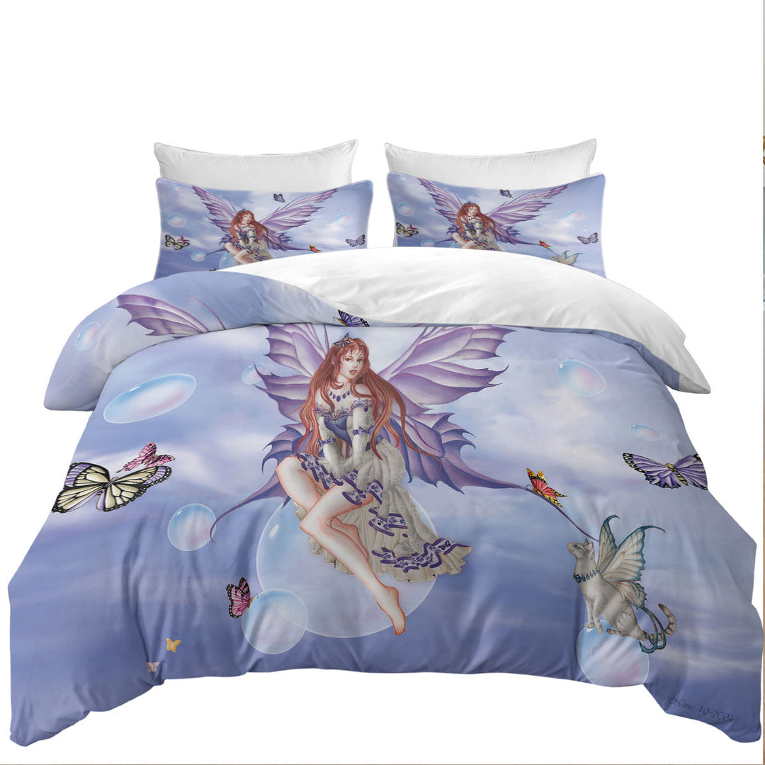 Purplelace and Butterflies Beautiful Elf Fairy Duvet Cover sale