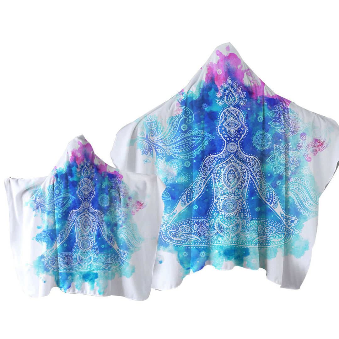 Purplish Blue Oriental Buddha Towel Hoodie