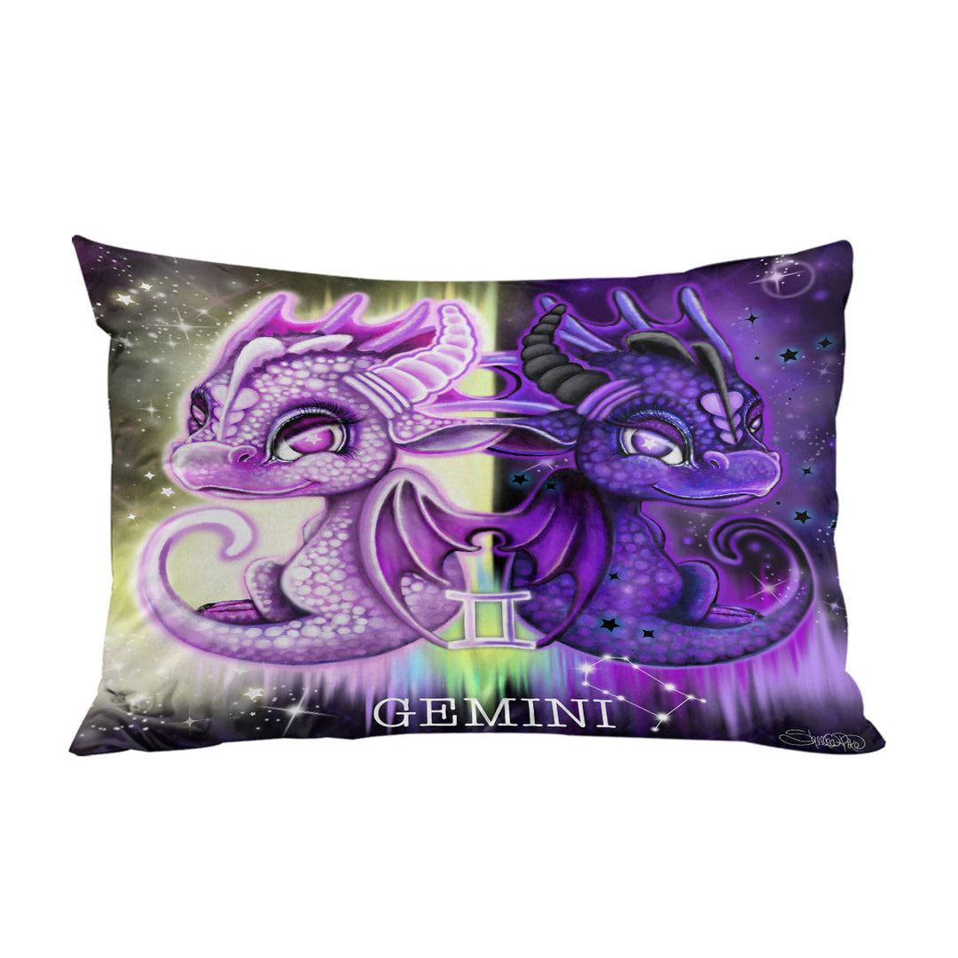 Purplish Cute Gemini Lil Dragons Pillow Cases