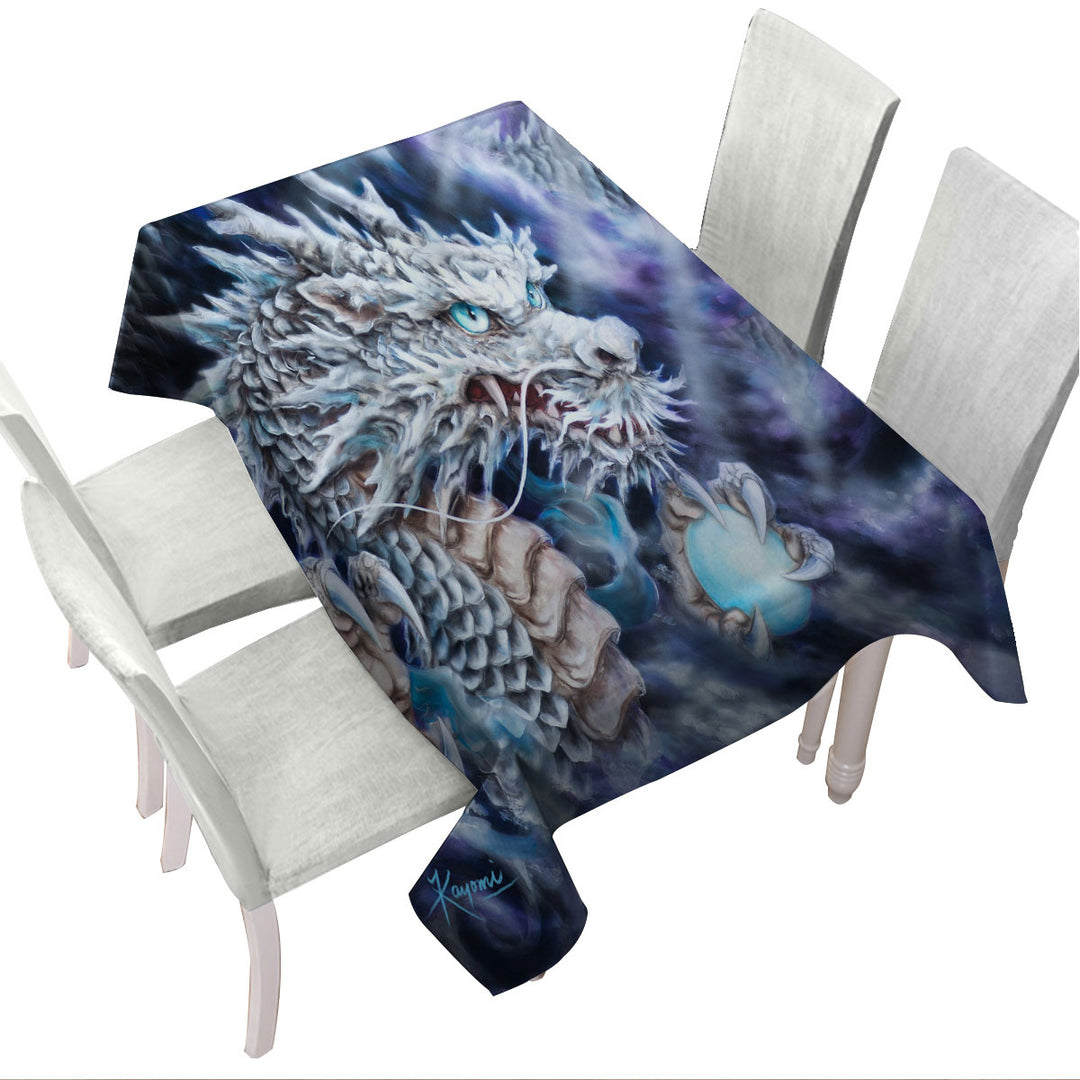 Purplish Fantasy Art Silver Dragon Custom tablecloths