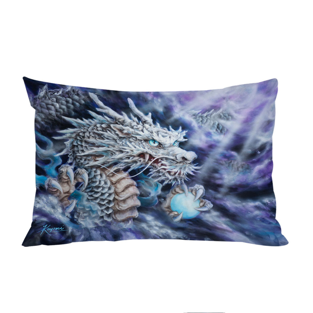 Purplish Fantasy Art Silver Dragon Pillowcases