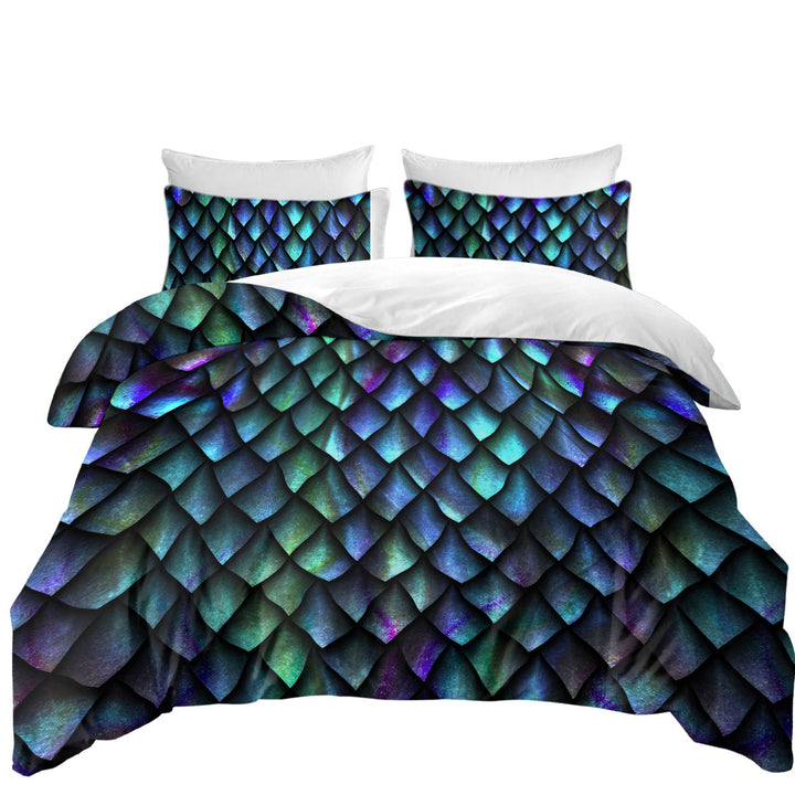 Purplish Green Cool Dragon Skin full Size Duvet Cover