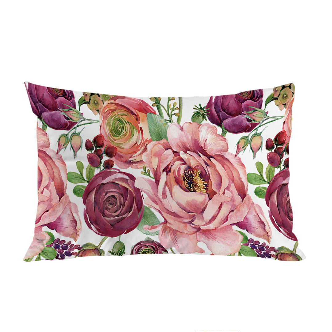 Purplish Red Floral Pillowcases