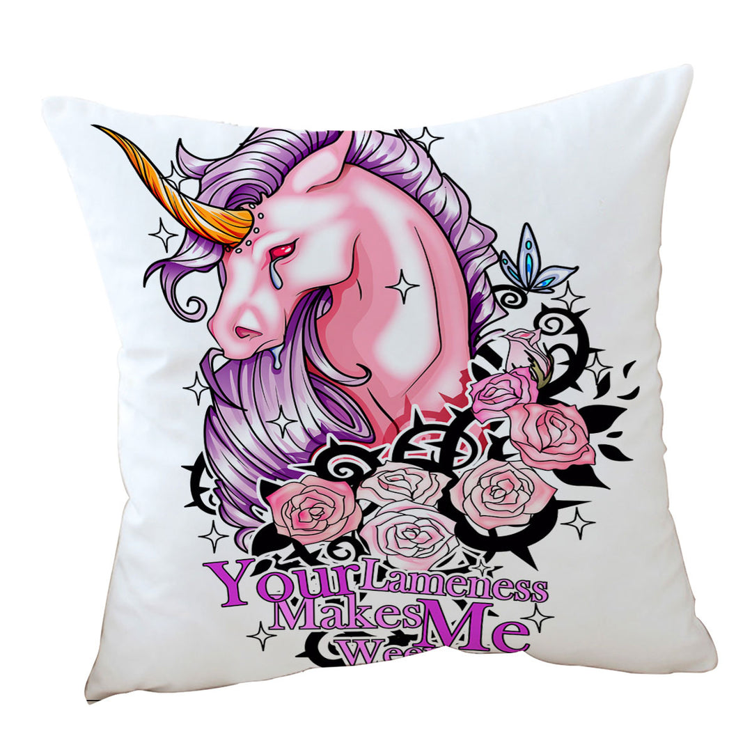 Purplish Roses and Unicorn Rudicorn Cool Quote Cushions