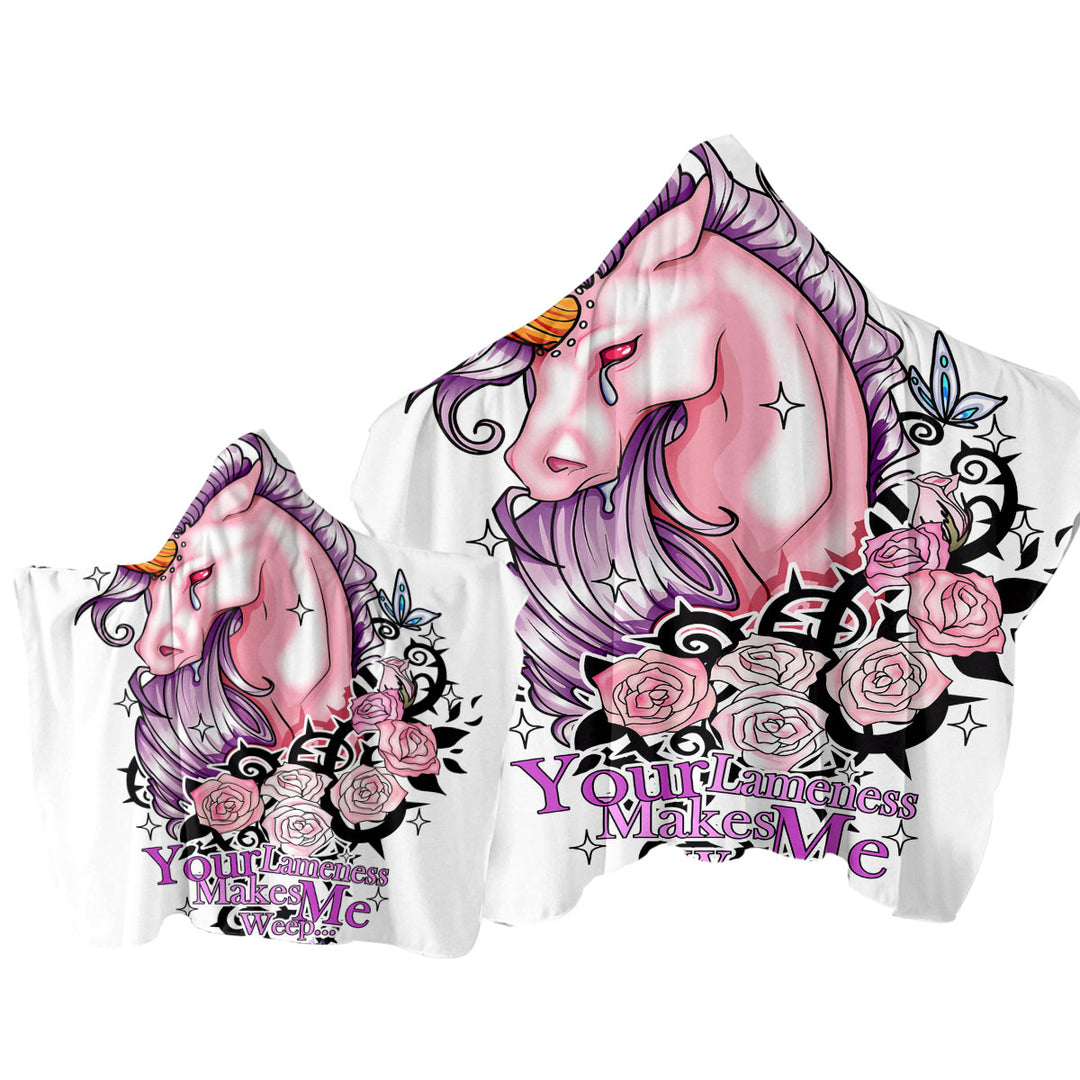 Purplish Roses and Unicorn Rudicorn Cool Quote Towel with Hood