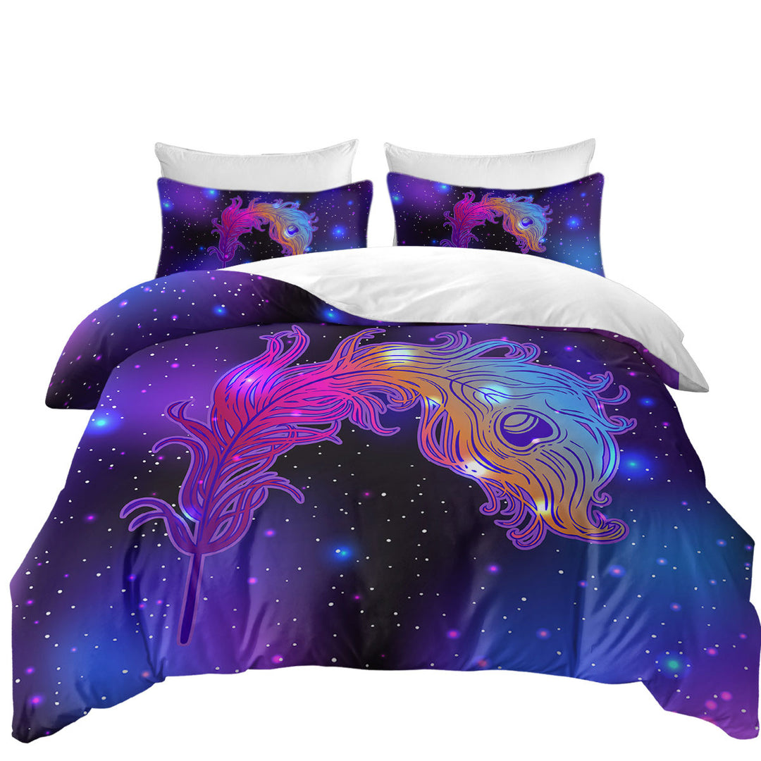 Purplish Space Feather Duvet Cover