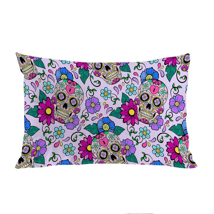 Purplish Sugar Skulls and Flowers Bed Covers