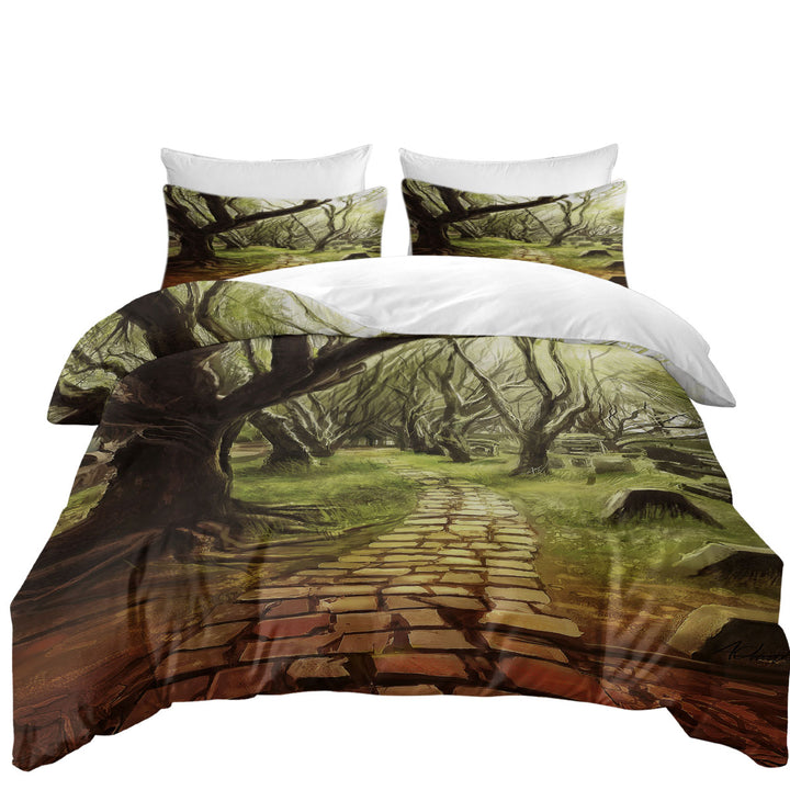 Queen Size Duvet Cover with Art Painting Forest Scary Path