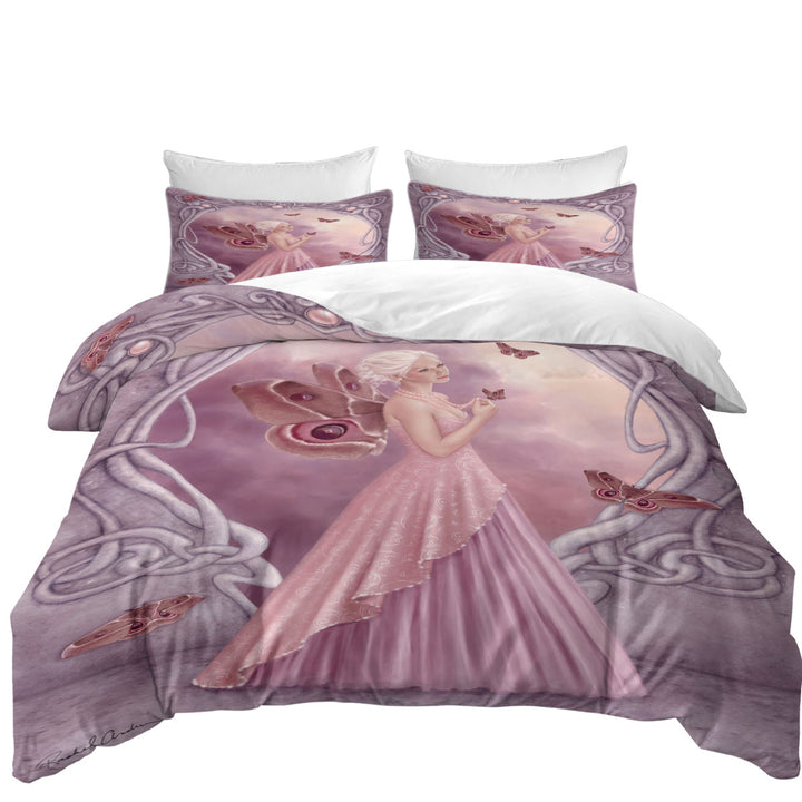 Queen Size Duvet Cover with Butterflies and Pink Pearl Butterfly Girl