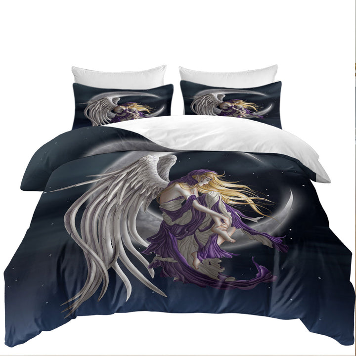 Queen Size Duvet Cover with Touching Fantasy Art the Moon Dreamer Fairy