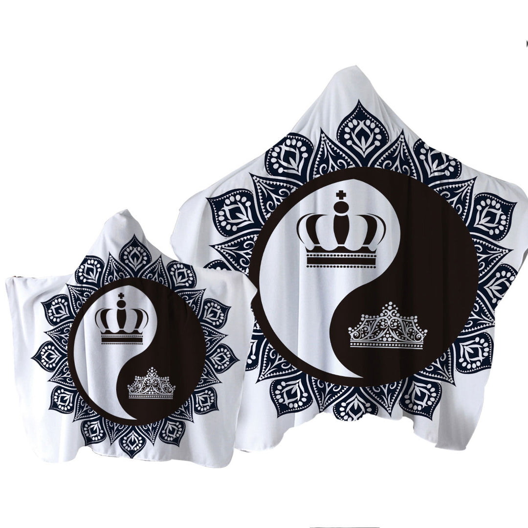 Queen and King Yin and Yang Hooded Beach Towel