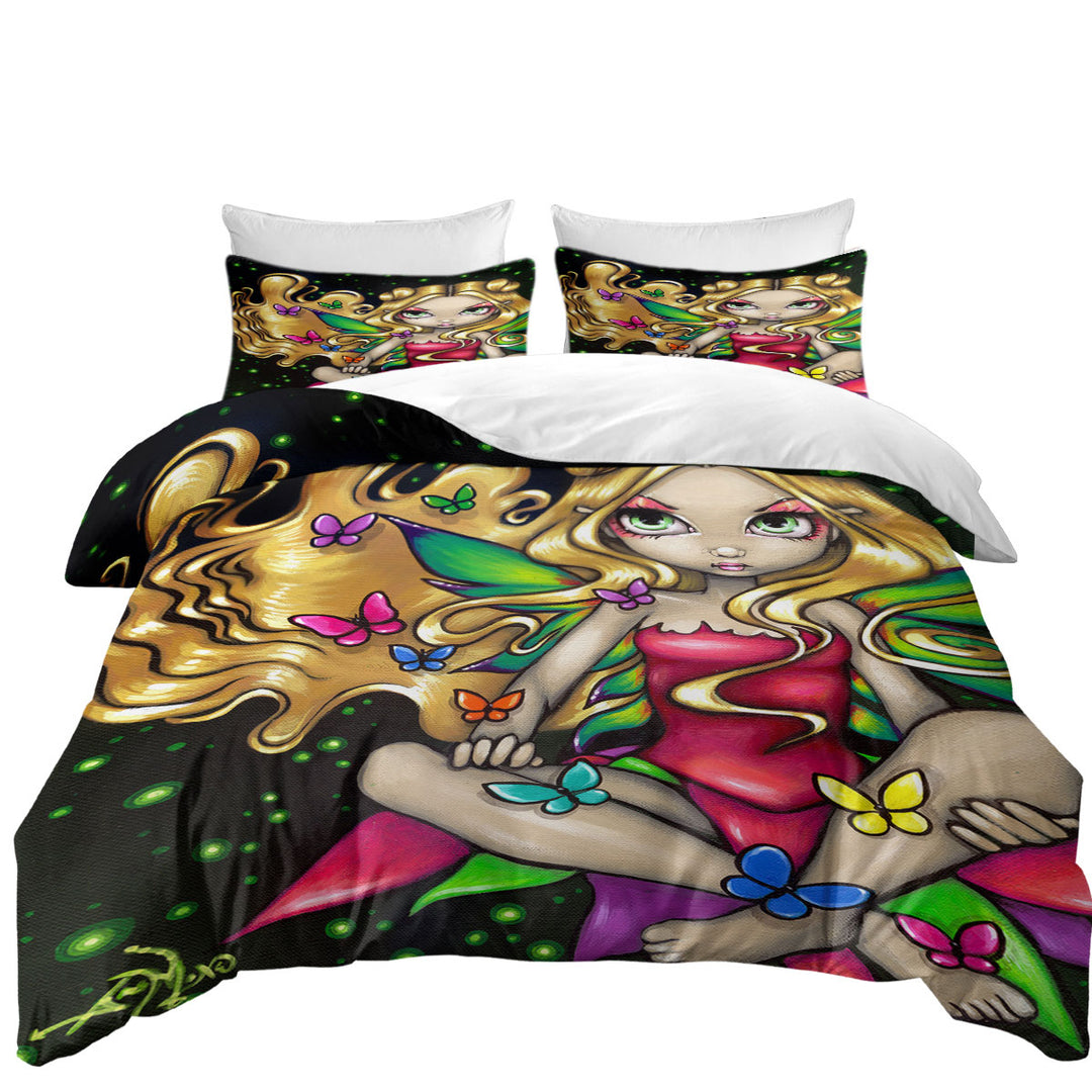 Quilt Cover Sets with Colorful Painting Butterfly Princess