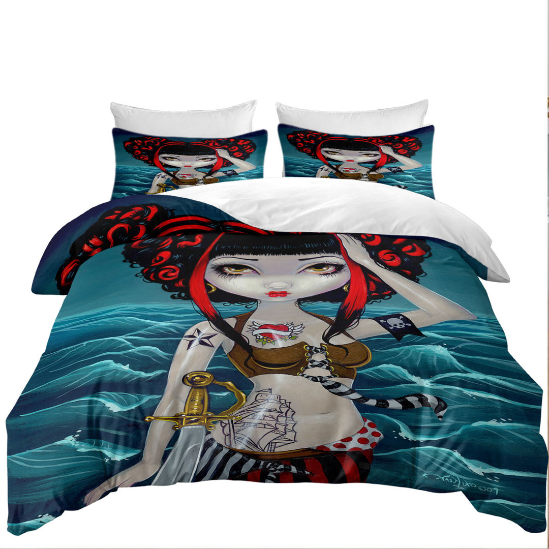 Quilt Cover Sets with Cool Painting Pretty Pirate Polly Tough Girl