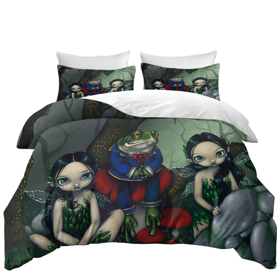 Quilt Cover Sets with Fairytale the Handsome Frog and Two Cute Fairies