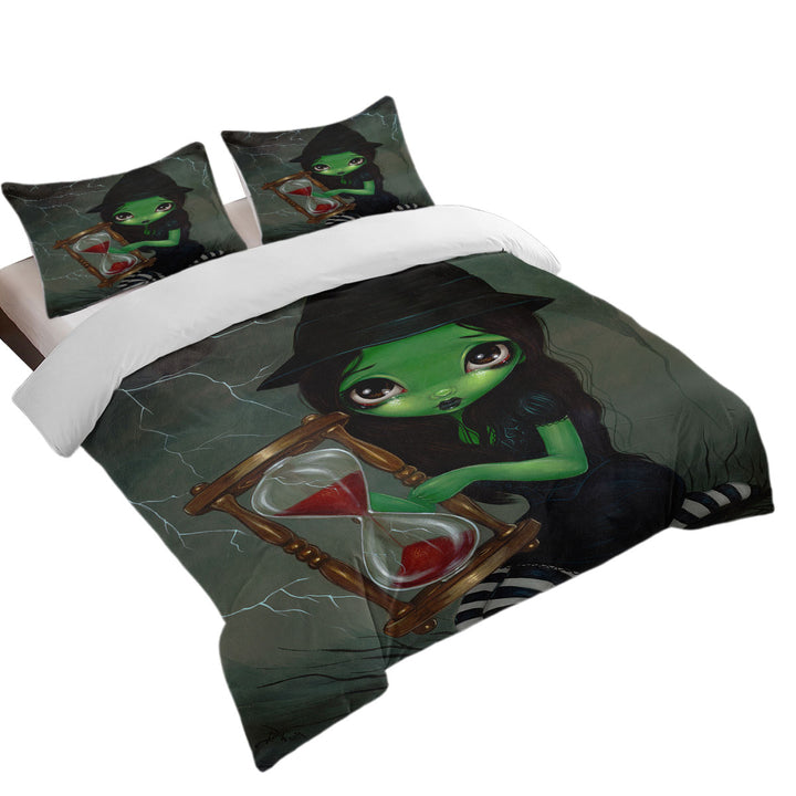 Quilt Cover Sets with Halloween Theme Wicked Witch and Her Hourglass