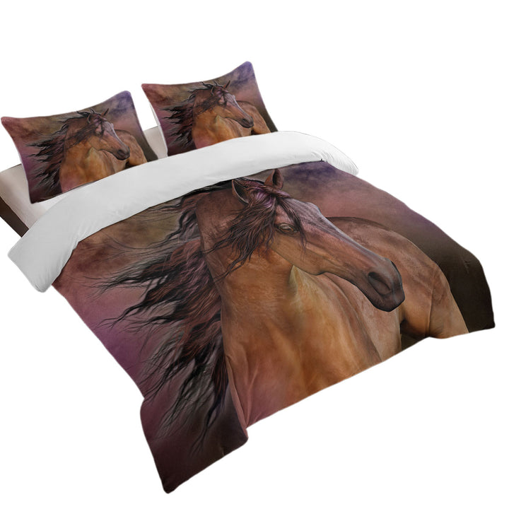 Quilt Cover Sets with Horses Art Beautiful Brown Horse