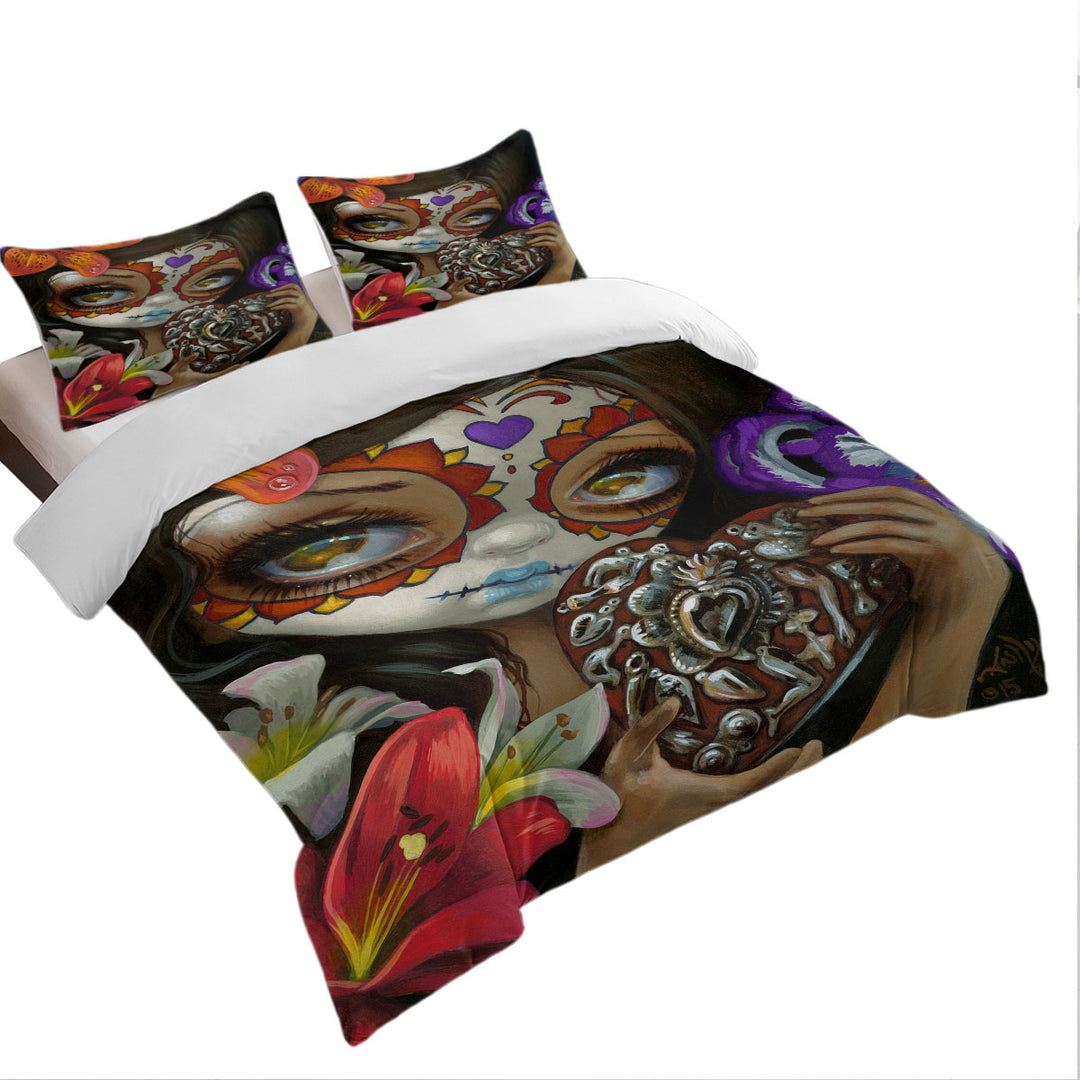 Quilt Cover Sets with Milagros Corazon Day of the Dead Lovely Girl