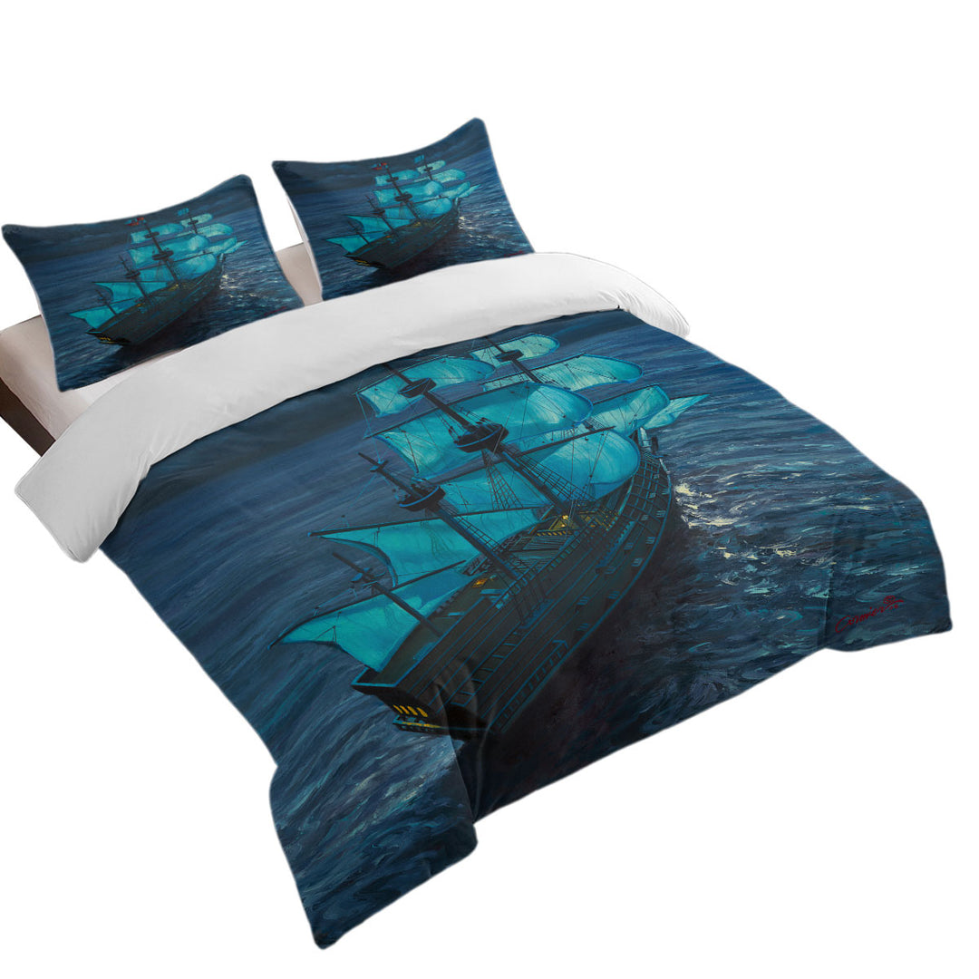 Quilt Cover Sets with Sailing Ship Moonlight Voyage