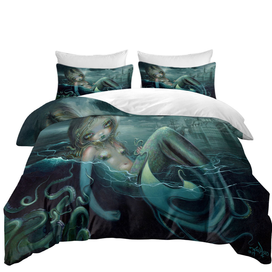 Quilt Cover Sets with Scary Underwater Art Innsmouth Mermaid