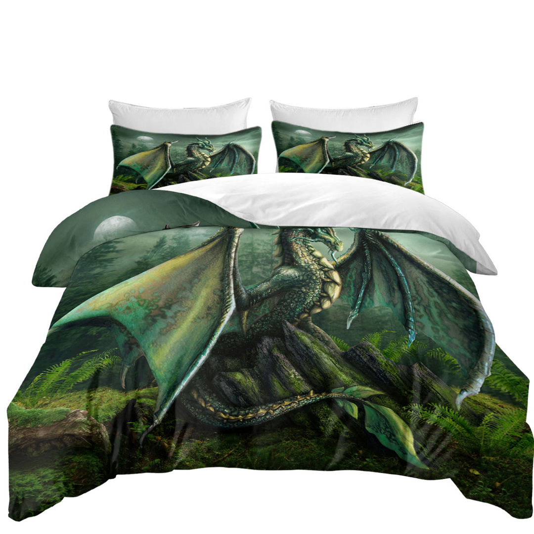 Quilt Cover with Cool Fantasy Art Garwin the Green Forest Dragon