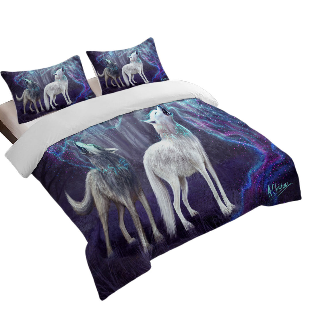 Quilt Cover with Cool Fantasy Wildlife Wolves