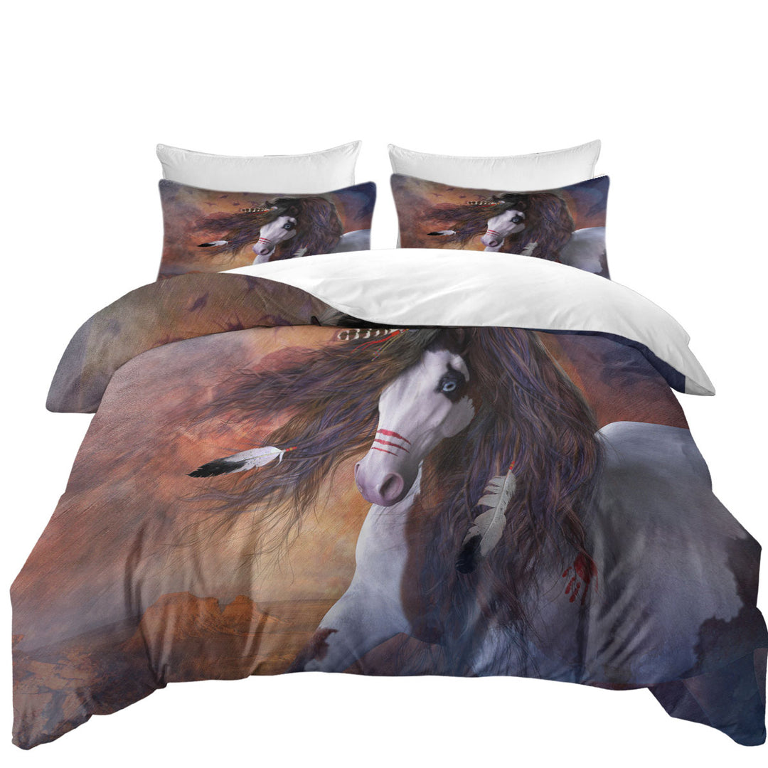 Quilt Cover with Cool Horses Art Pawnee Brave Horse