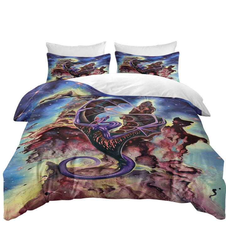 Quilt Cover with Pillars of Creation Dragon Fantasy Art