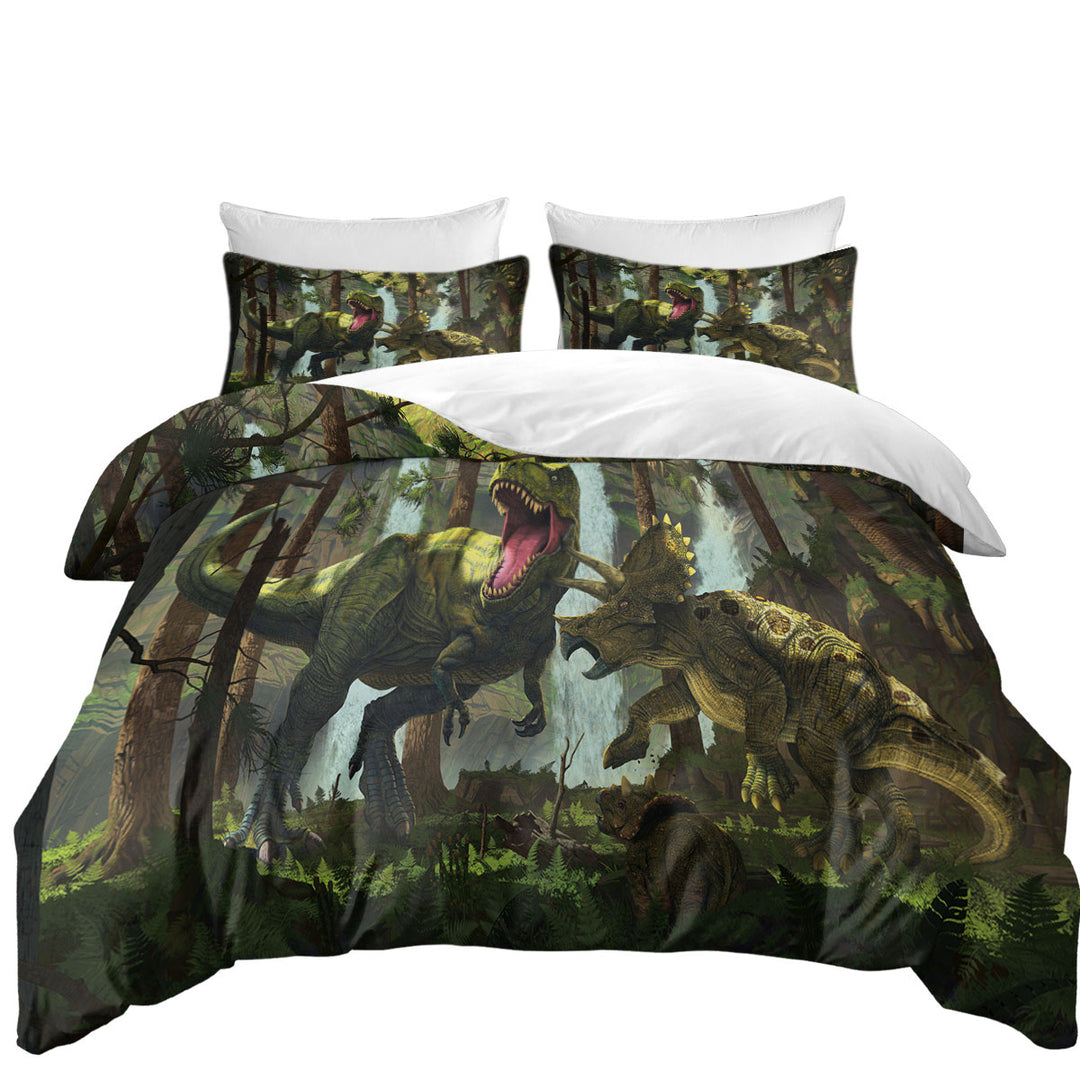 Quilt Cover with Protection Fight Cool Dinosaurs Art the Dinosaurs Forest