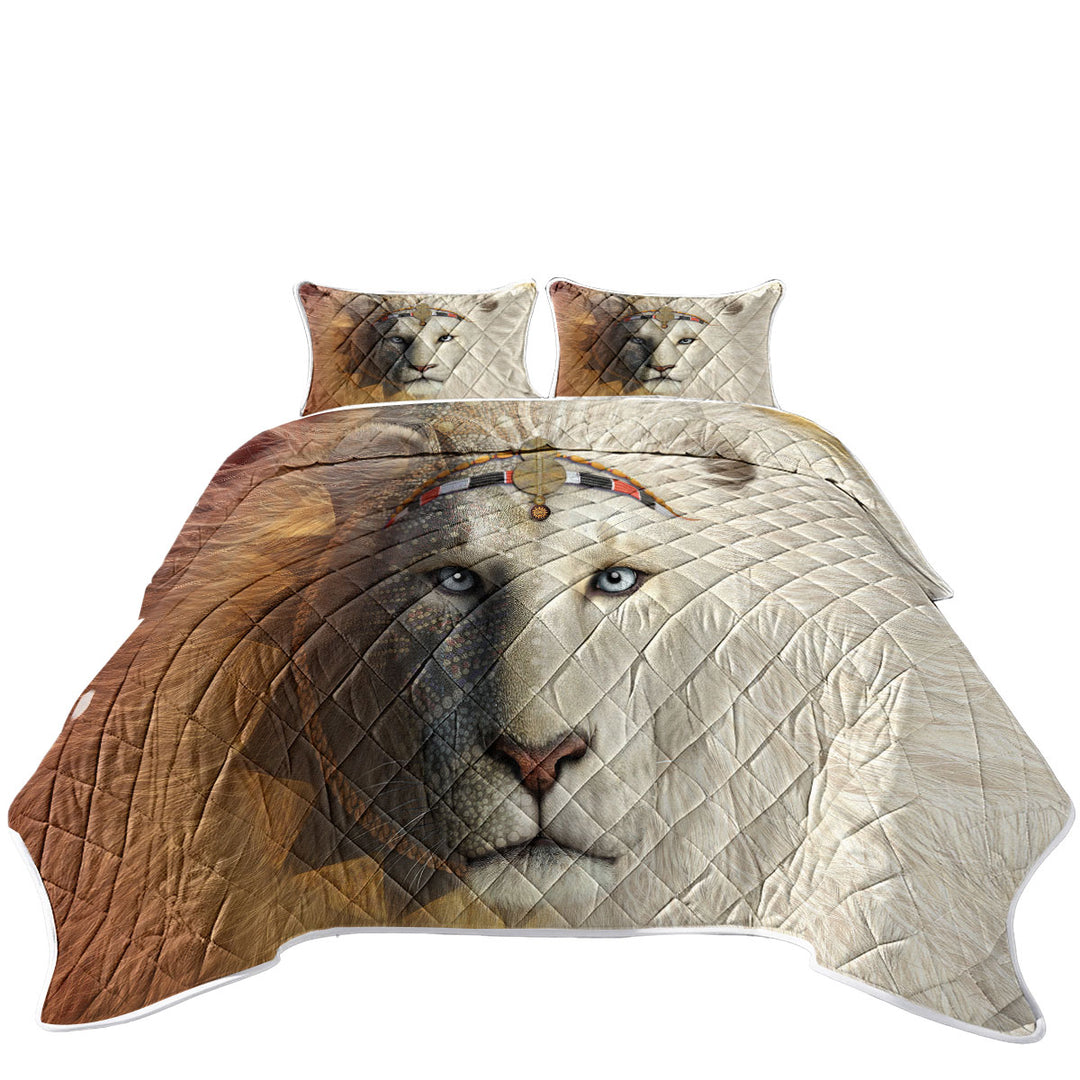 Quilt with Animal Art Amari the White Lion